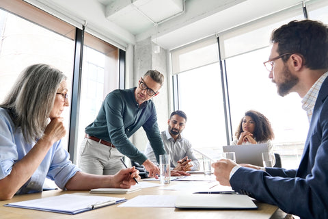 Group of business investors in a meeting