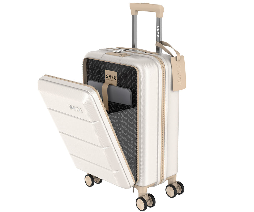 Handbagage Koffer met voorvak 35L - Laptopvak - Beige | ONYX