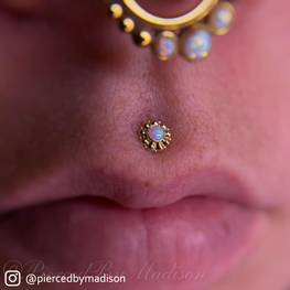 Lip pierced with 18K Gold Kumo End