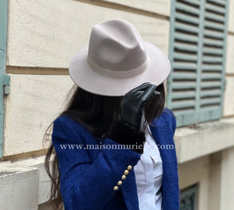 Chapeau Bleu céleste avec ceinture en cuir - unisex