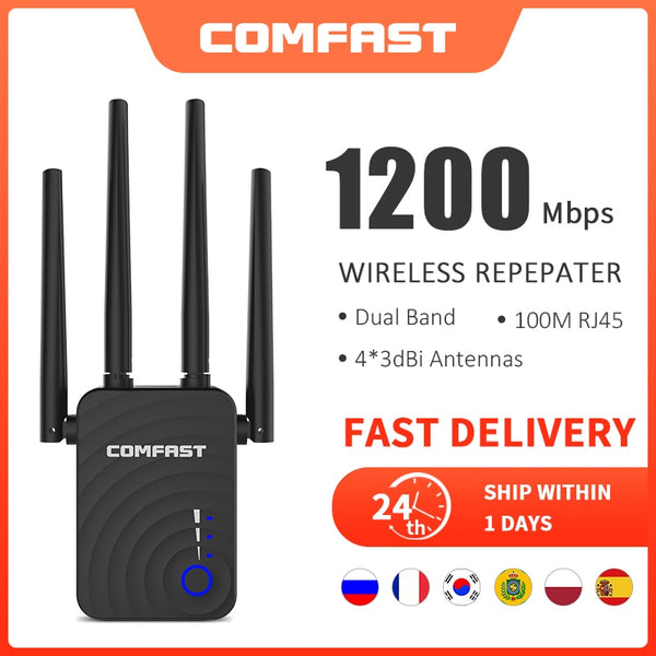 Long Range Extender Wireless WiFi Repeater Wi Fi Booster 2.4G/5Ghz Wi-Fi  Amplifier 1200 M Wifi Router Access Point