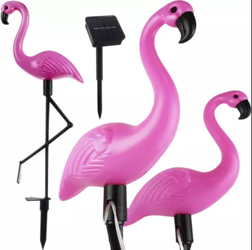 Billede af Solcelle flamingoer 3 stk. med lys - WeDoBetter.dk