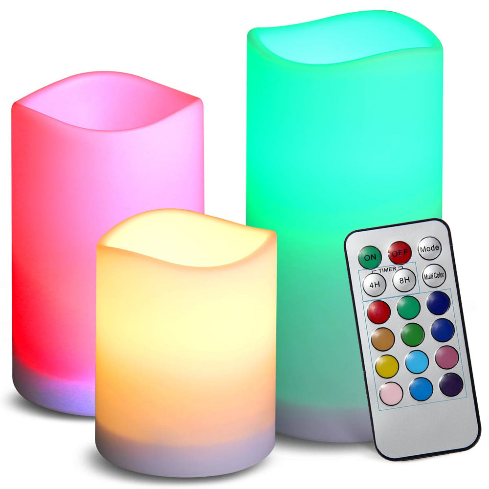 Billede af LED Lys med Fjernbetjening, kan Lyse i 12 Farver - Sæt med 3 stk. - WeDoBetter.dk
