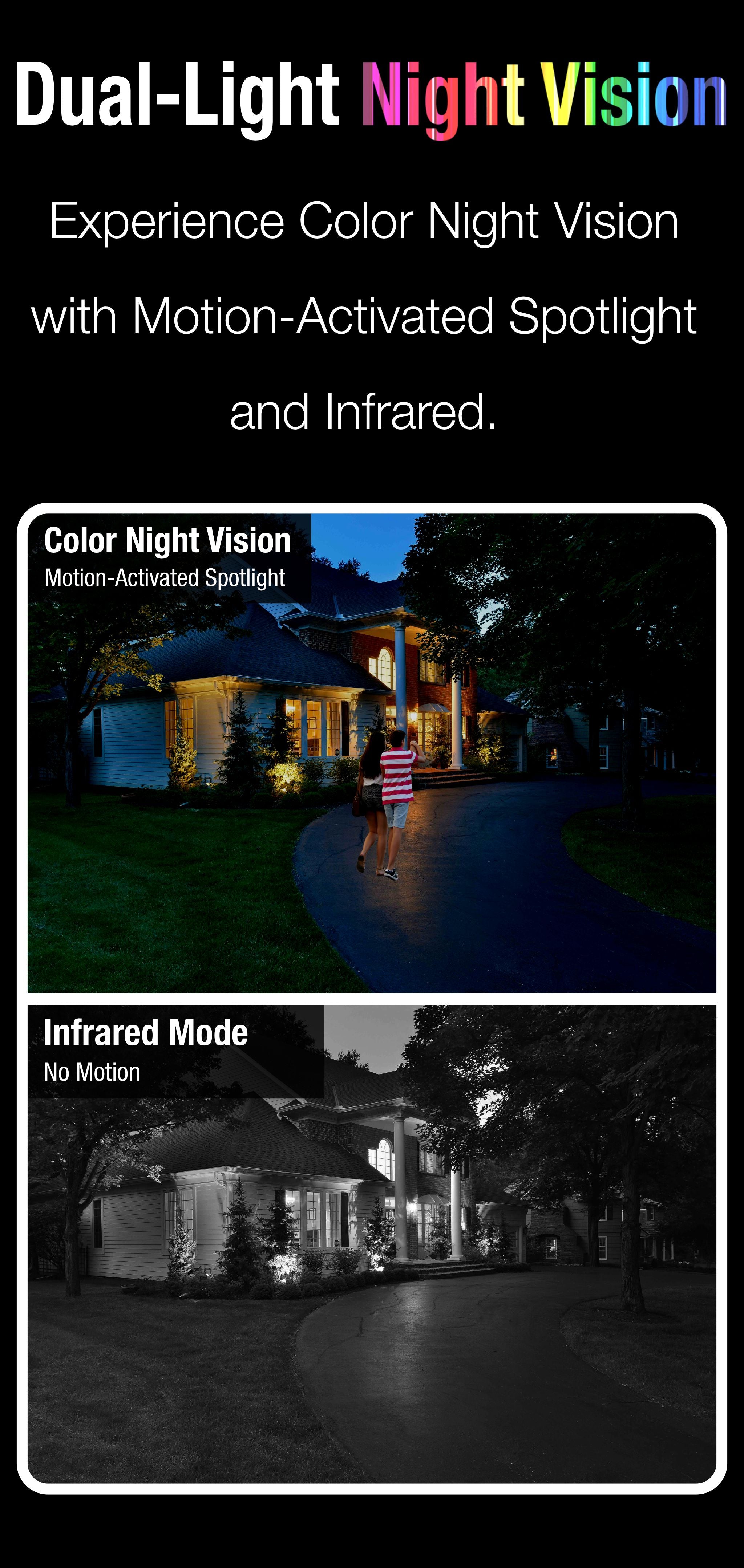 4K Security Camera System Dual-Light Color Night Vision Spotlight and IR