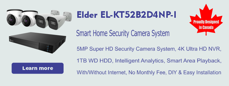 Best home security systems Vancouver. Elder security camera system 4-Camera 5MP surveillance system EL-KT52B2D4NP-I