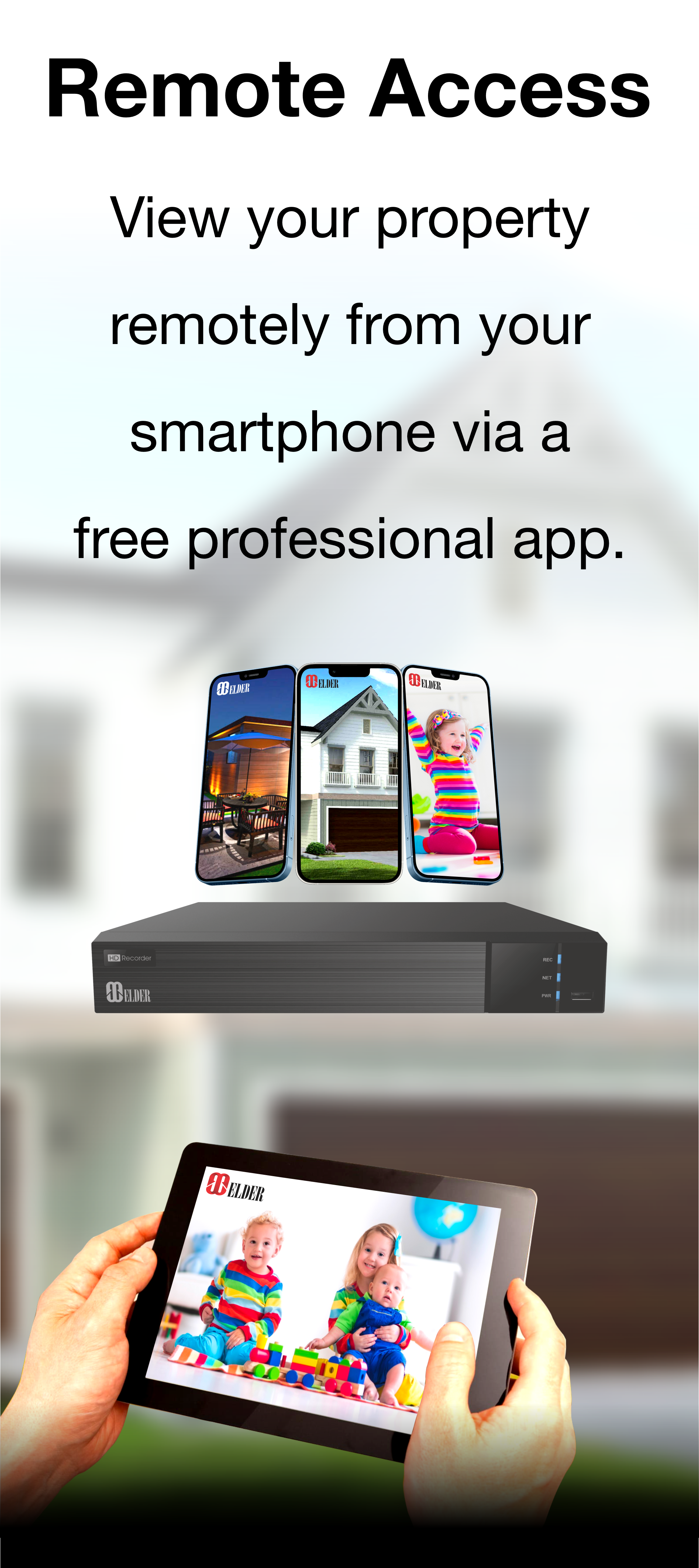 Elder security camera systems provide a free app for remote viewing via smart devices and smartphones. The mobile app is professional, user-friendly, and easy to setup.