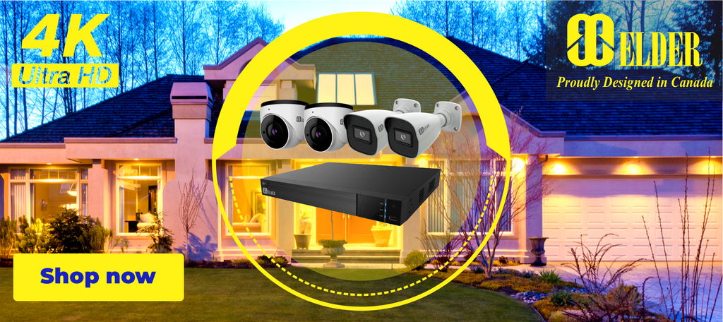 4K security camera system outdoor with 4K NVR and 4pcs PoE IP cameras. Elder 4K security camera systems are one of the best the best security cameras in Calgary and top security cameras in Edmonton.