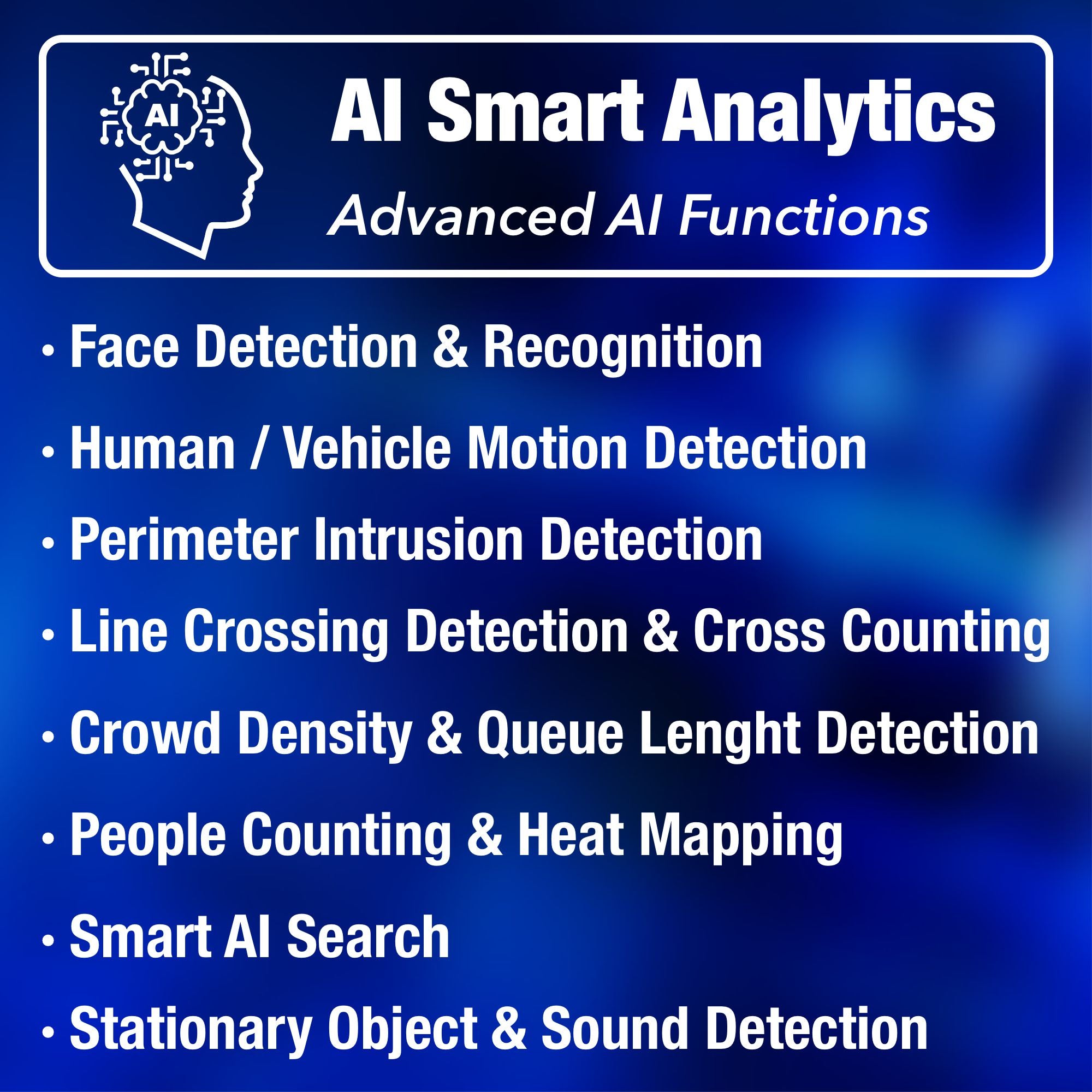 Smart security camera system motorized AI NocVU with unique intelligent surveillance features including face detection and human and vehicle detection.