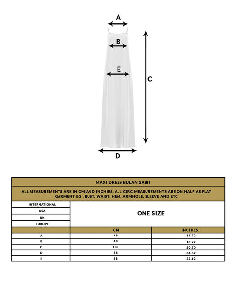 love anchor  maxi dress bulan sabit size guide