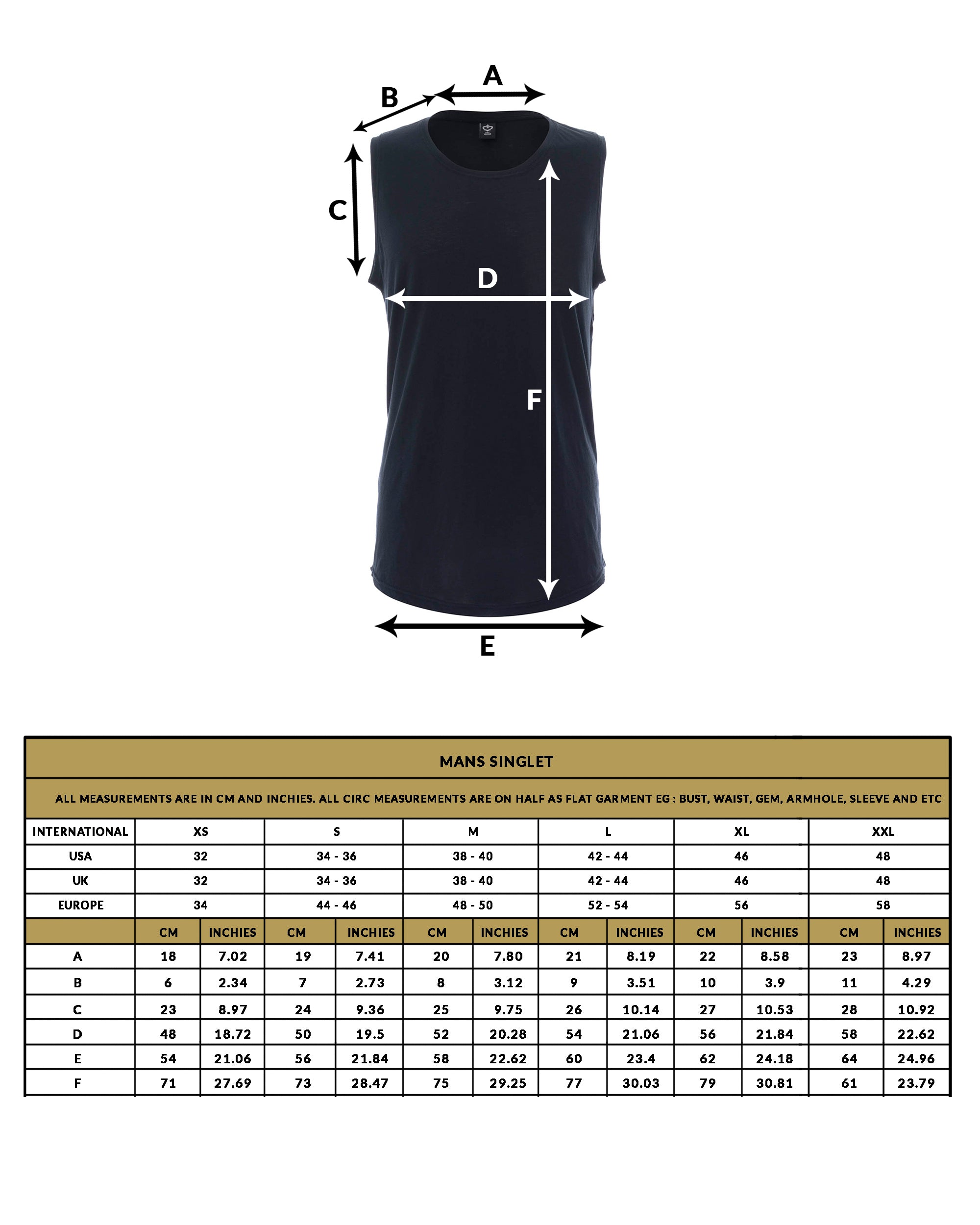 love anchor size guide mans top singlet