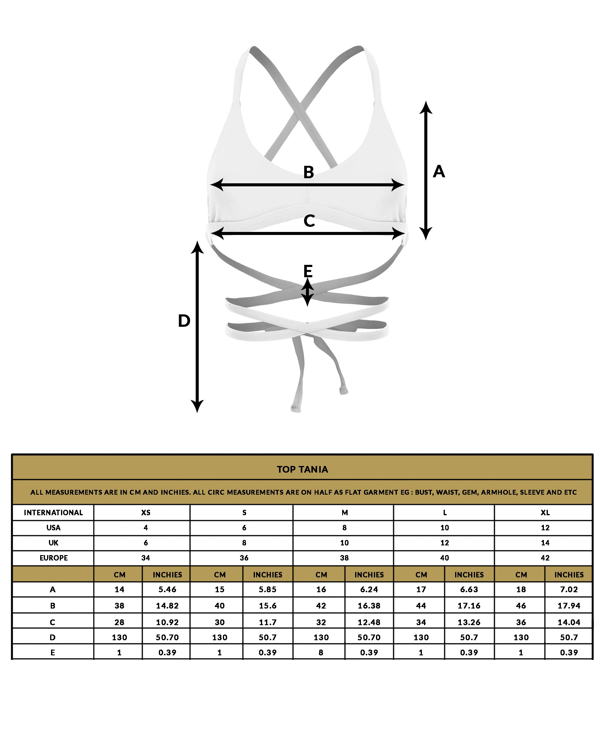 love anchor size guide swimwear top tania