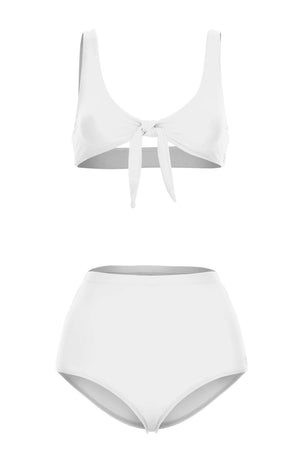 high waisted white bikini set