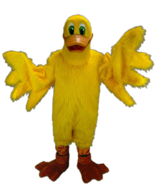 Lemon Yellow Swan mascot costume character dressed with a Leggings and  Hairpins - Mascot Costumes -  Sizes L (175-180CM)