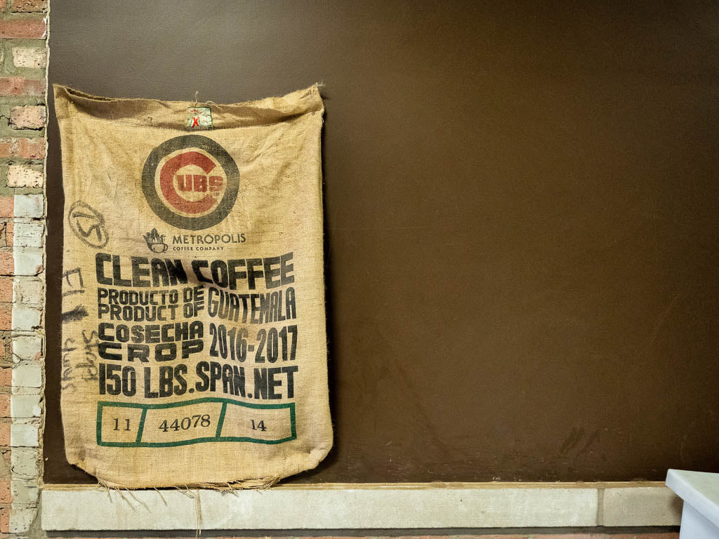 An empty coffee sack used for Metropolis coffee capsules.
