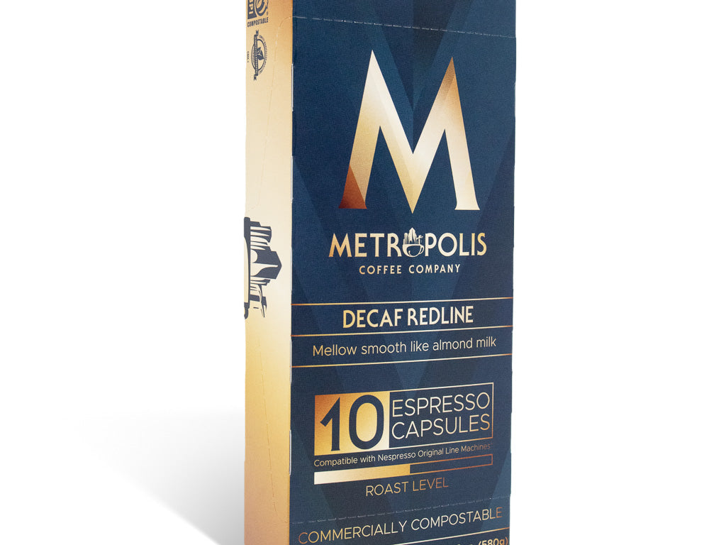 Metropolis Coffee decaf espresso coffee capsules.