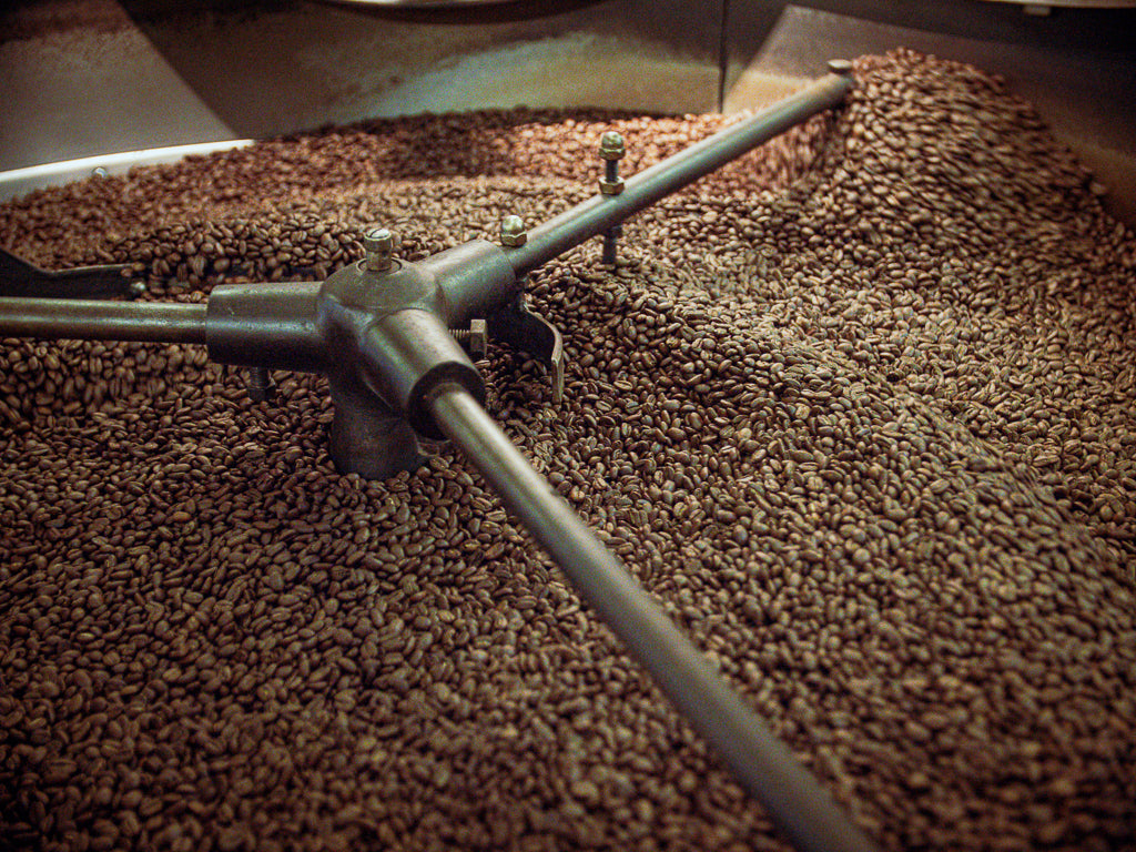 Roasting coffee for hotel coffee pods.