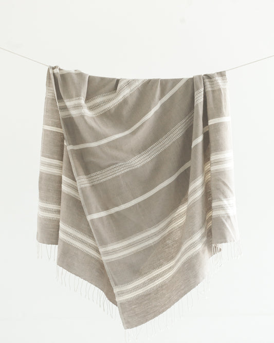 Ethiopian Cotton Hand Towel, Cream and Charcoal — Zeal Living