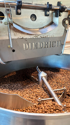Coffee roasted in a roaster