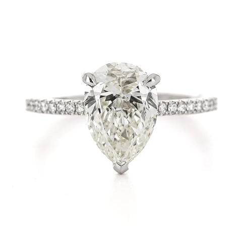 PAVE THE WAY | 2.62CT PEAR DIAMOND HALO PLATINUM ENGAGEMENT RING