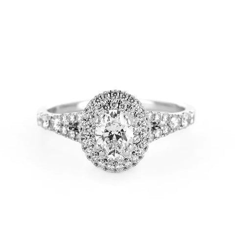 Double Halo Oval Engagement Ring