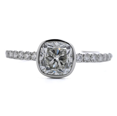 RINGS BY SARA PLATINUM 1.81CT CUSHION DIAMOND SOLITAIRE ENGAGEMENT RING