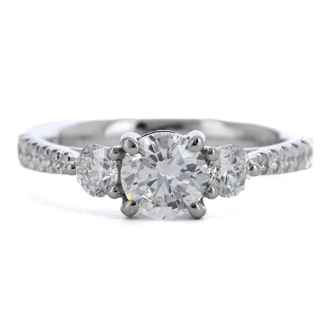 WHITE GOLD 1.55CT ROUND DIAMOND THREE STONE ENGAGEMENT RING