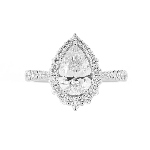 WHITE GOLD 2.26CT PEAR DIAMOND - LAB CREATED & DIAMOND HALO ENGAGEMENT RING