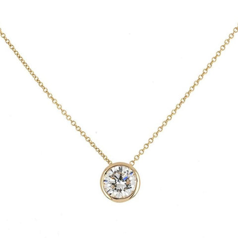 Image of lab-grown round diamond yellow gold necklace - Buchroeders Jewelers