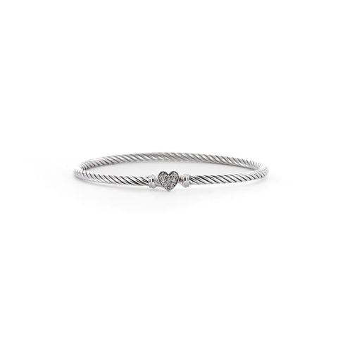 DAVID YURMAN | CABLE COLLECTIBLES HEART BRACELET WITH PAVÉ DIAMONDS - STERLING SILVER