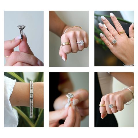 collage of engagement ring photos
