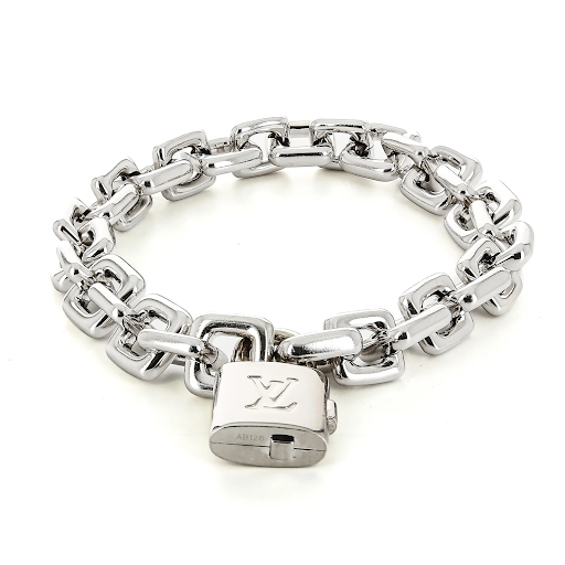 White Gold Padlock Charm Bracelet