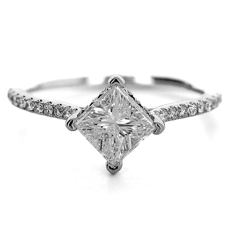 RINGS BY SARA WHITE GOLD 1.23CT PRINCESS DIAMOND SOLITAIRE ENGAGEMENT RING