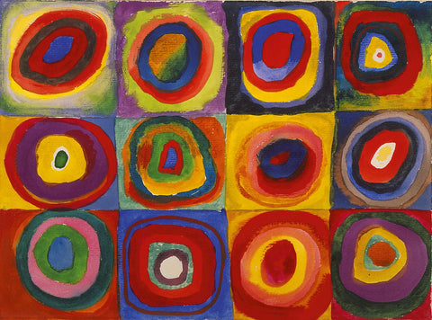 Color study: squares with concentric circles by Wassily Kandinsky.