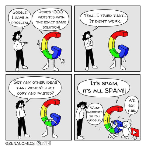 Meme showing issues with quality of Google's search results