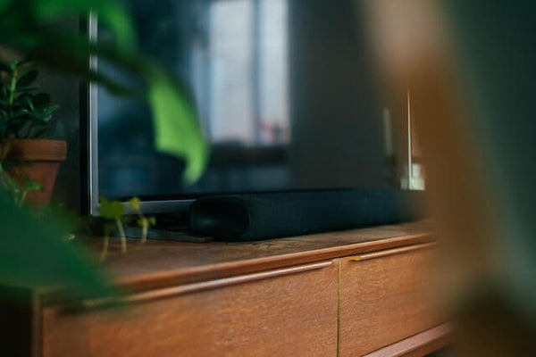 Soundbar setup on the TV desk