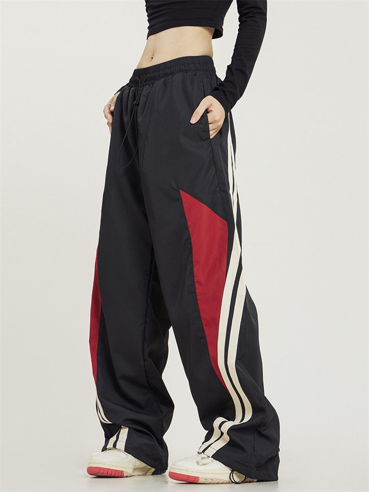 Women Parachute Cargo Pants Hip Hop Streetwear Casual Harajuku Elastic –  AMAIO