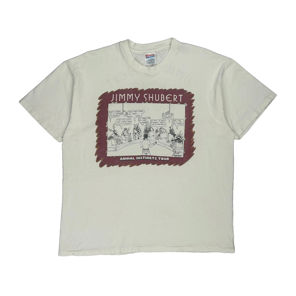 image of Single Stitch Jimmy Shubert Animal Instincts Tour Hanes Graphic T-Shirt - XL White Cotton