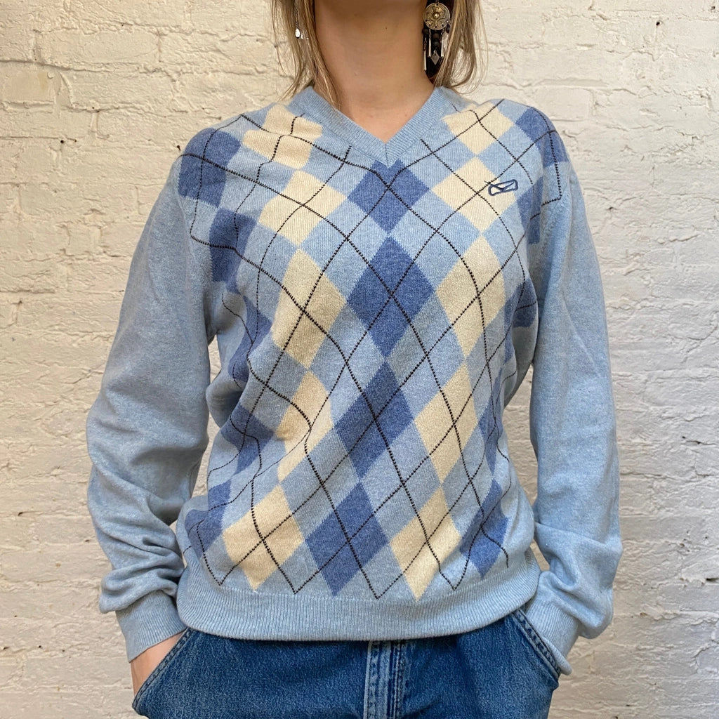 image of Ronson Argyle Jumper - Large Blue Wool Blend