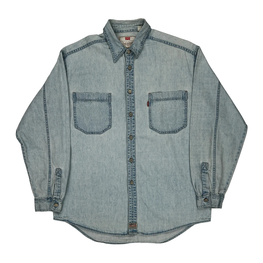 image of Levis Denim Shirt - Large Light Wash Cotton