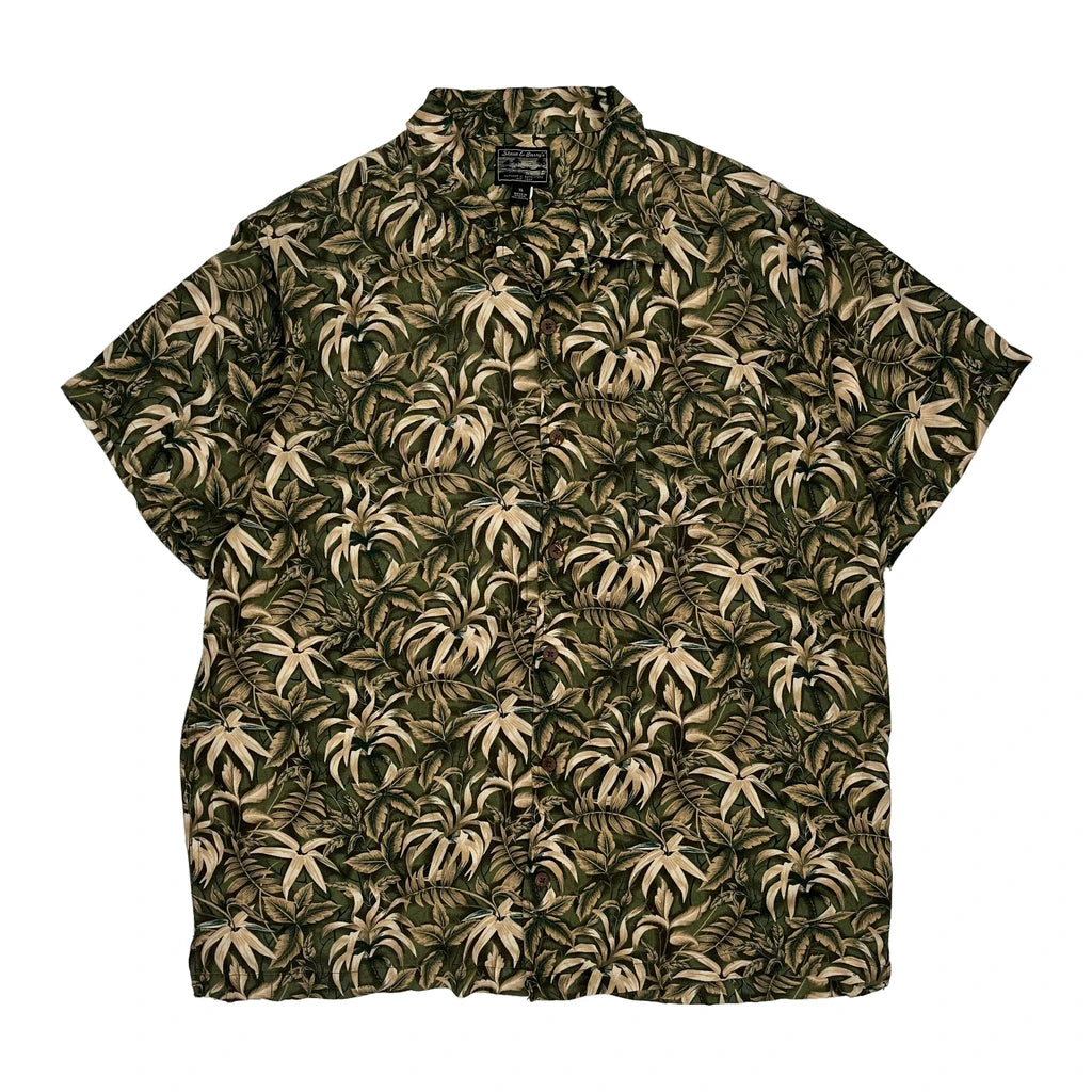 image of Steve And Barrys Floral Hawaiian Shirt - XL Green Rayon