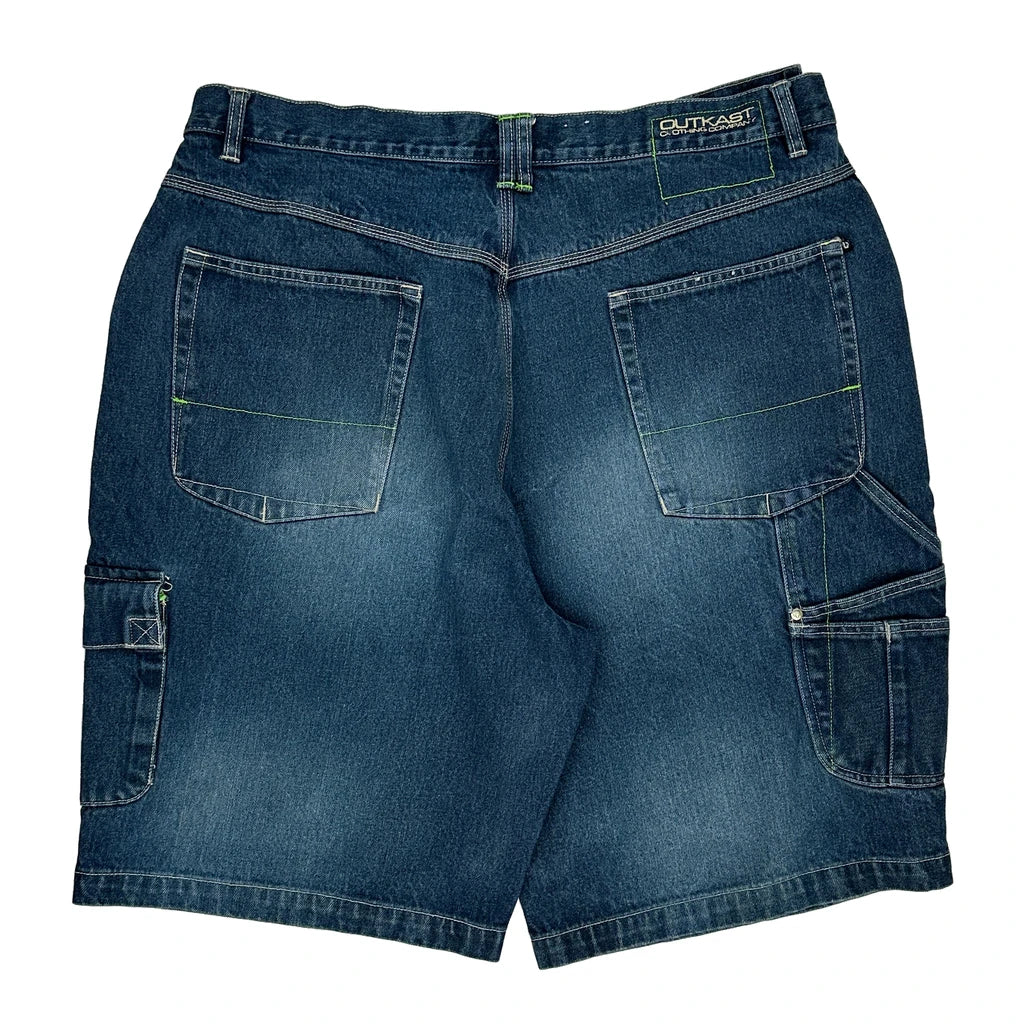 image of Outkast Cargo Denim Shorts - 40W 11L Dark Wash Cotton