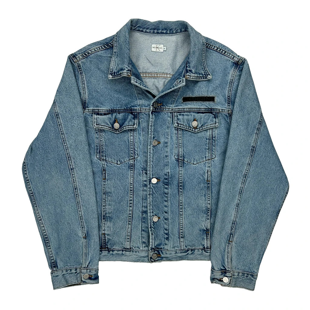 image of Calvin Klein Jeans Denim Jacket - XL Light Wash Cotton Blend