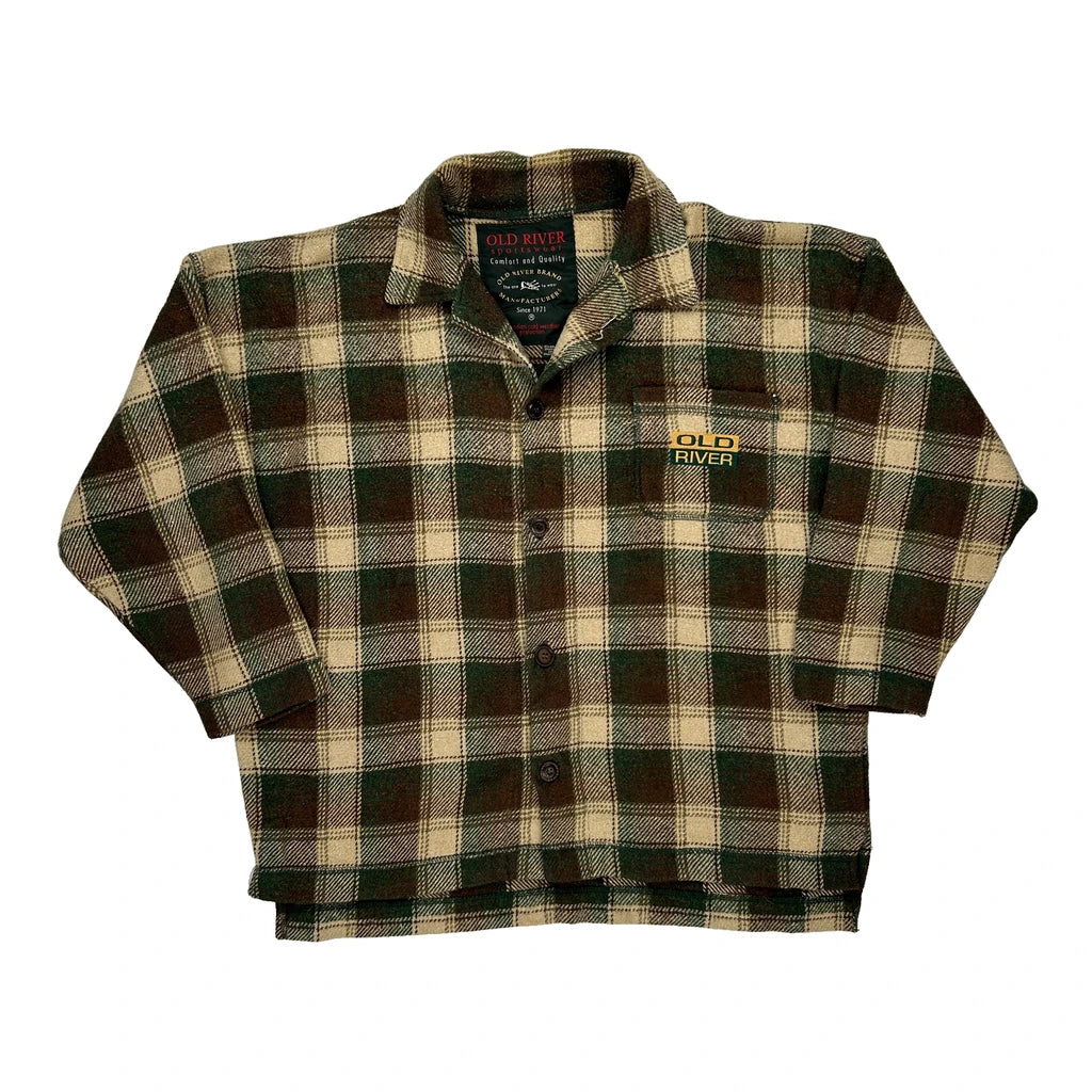 image of Old River Flannel Shirt - Large Brown Wool Blend
