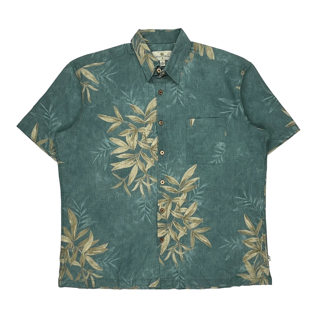 image of Island Shores Hawaiian Shirt - XL Green Linen Blend