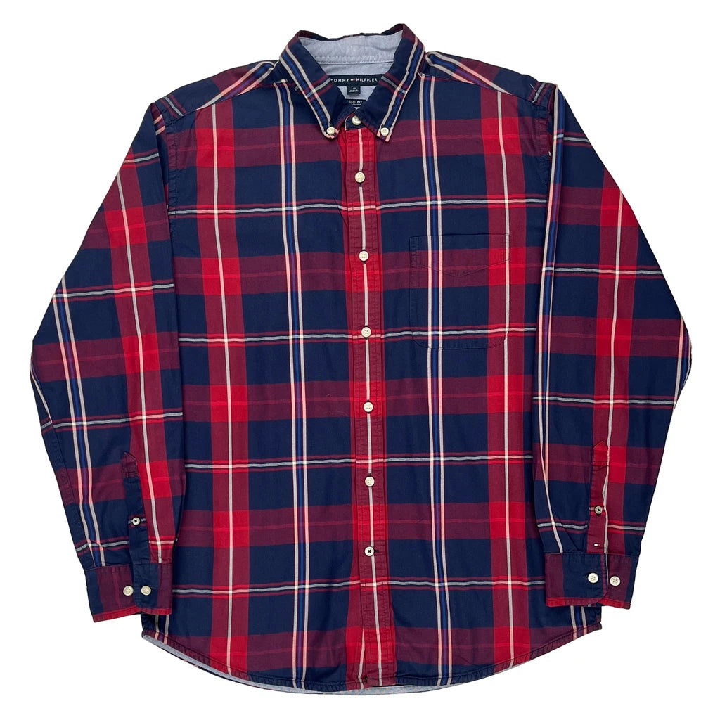 image of Tommy Hilfiger Checked Shirt - Large Red Cotton