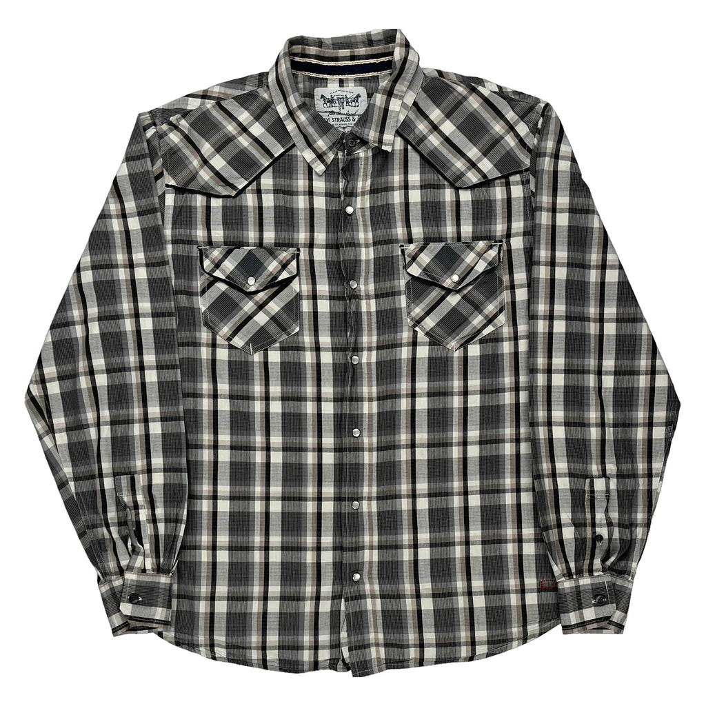 image of Levis Checked Shirt - Large Black Cotton