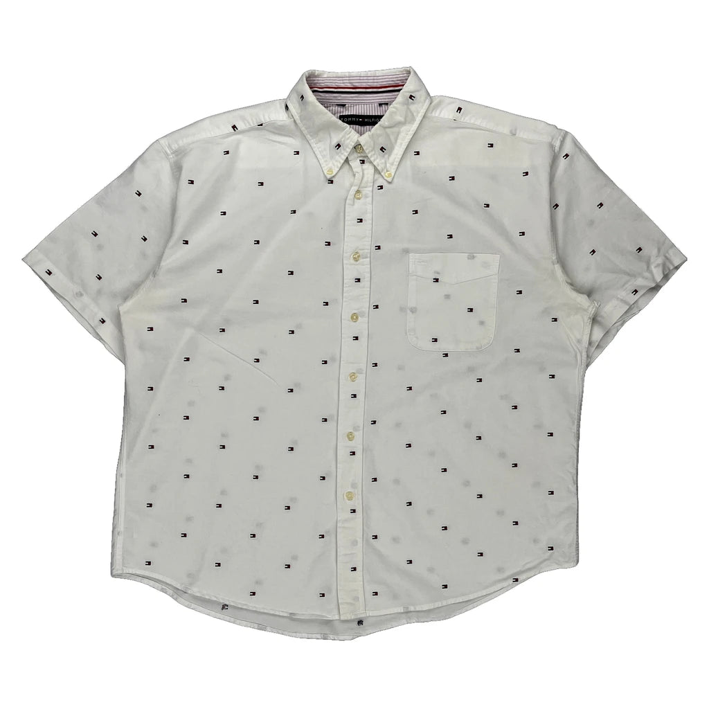 image of Tommy Hilfiger Short Sleeve Shirt - XL White Cotton