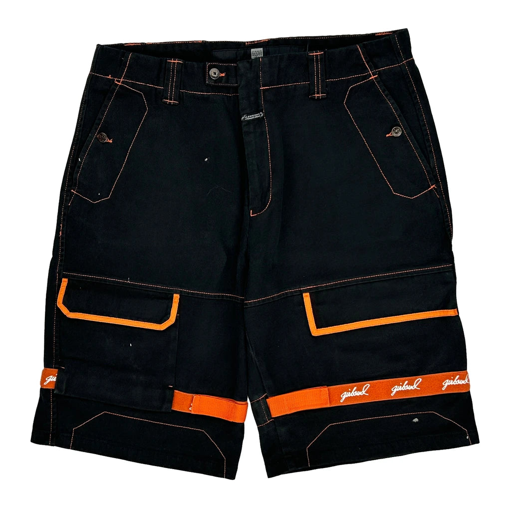 image of Marithe Francois Girbaud Contrast Stitch Cargo Shorts - 40″ Waist Black Cotton
