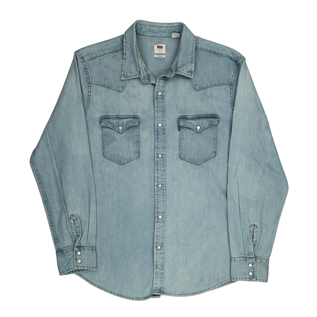 image of Levis Denim Shirt - Large Light Wash Cotton