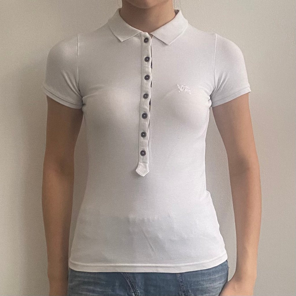 Image of Burberry Brit Polo Shirt - XS White Cotton